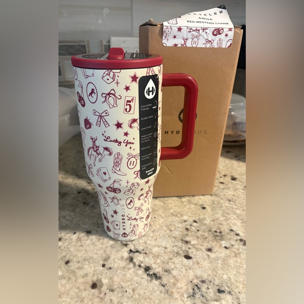 NWT HydroJug 40oz Red Western Charm (Limited Edition)